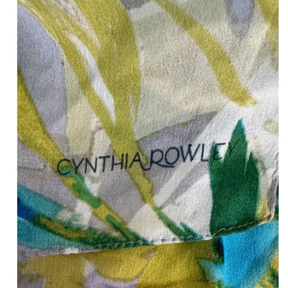 Cynthia Rowley 100% silk watercolor floral rectangle long scarf 12.5 x 64